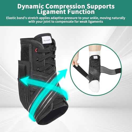 Ankle Brace for Sprained Ankle Lace up Support Brace for Women Men with Side Splints Adjustable Ankles Stabilizer for Injury Recover, Sports, L