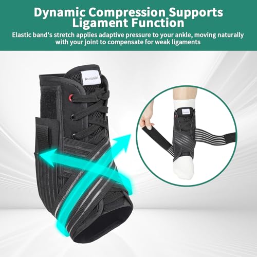 Ankle Brace for Sprained Ankle Lace up Support Brace for Women Men with Side Splints Adjustable Ankles Stabilizer for Injury Recover, Sports, XL