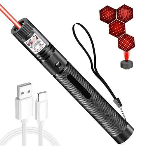 Red Laser Pointer, USB Rechargeable, High-Power Adjustable Beam Laser Pointer, Ideal for Presentations, Teaching, Outdoor Use, and Pet Laser Toys