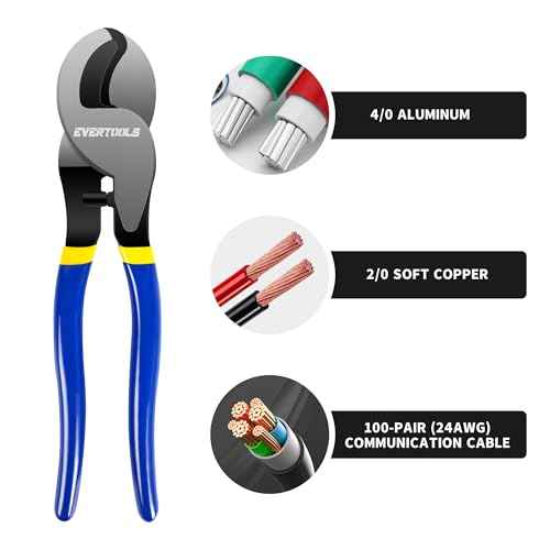 Heavy Duty Cable Cutter, 10-Inch Cable Cutting, High Leverage and Anti-Pinch Design, for Cutting Aluminum Copper Wire Cable - Includes 2 Terminals & 4 Heat Shrink Sleeves