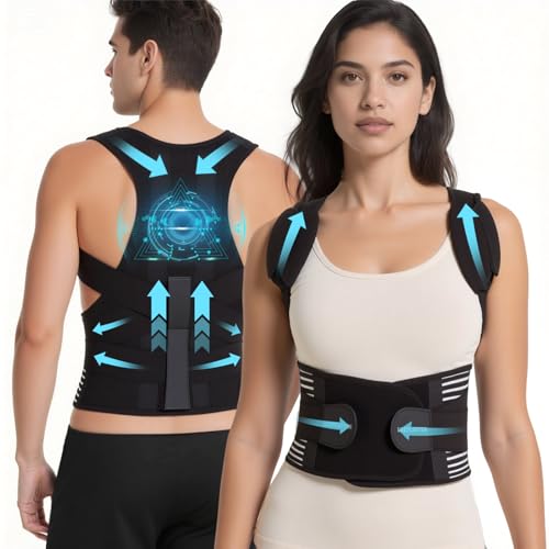 Back Brace Posture Corrector for Women and Men, Shoulder and Back Support Brace, Adjustable Back Straightener Posture Corrector for Pain Relief and Improves Posture (Medium)