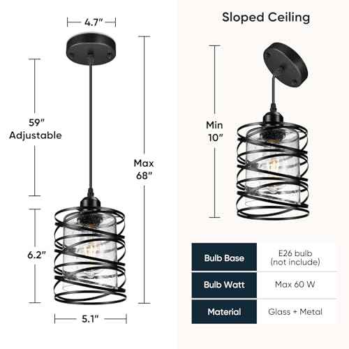 Pendant Lights 3 Pack Kitchen Lights with Bubble Seeded Glass Island Lights Black Hanging Light for Kitchen, Dining Room, Bathroom, Entryway, Restaurant