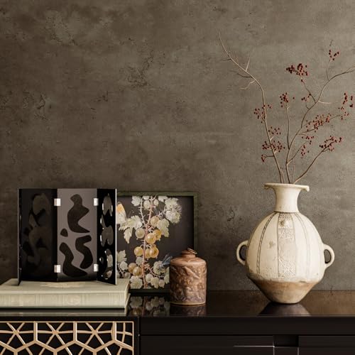 VaryPaper 15.7''x78.7'' Metallic Brown Concrete Wallpaper Peel and Stick Textured Concrete Contact Paper for Walls Removable Self Adhesive Waterproof Cement Wallpaper for Countertops Bedroom Bathroom