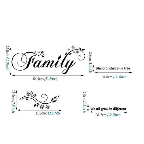 Family Like Branches on a Tree We All Grow in Different Directions Yet Our Roots Remain As One Wall Sticker Removable Home Decor Art Stickers (Family New)