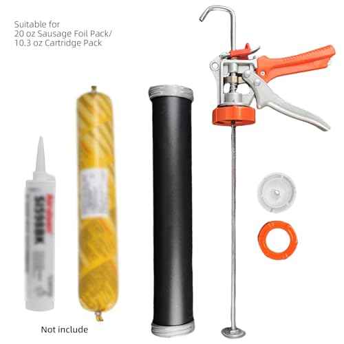Sausage Caulking Gun,20 oz Sausage Foil Pack/10 oz Cartridge Adhesive Dual-Purpose,18:1 Thrust,15¡± Aluminum Sealant Manual Caulk Gun Kit With 6 Cone Nozzles (1 Pack)