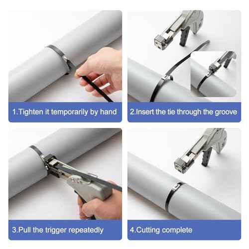 OFFO Metal Zip Tie Cutter, Adjustable Tightening Force Stainless Steel Automatic Cable Tie Cutter Tightening Tool for Stainless Steel Tie Wrap with Free Zip Tie Release Tool, One-handed Mode