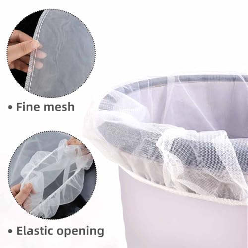 6 Pack Paint Strainer Bags 5 Gallon Paint Filter Bag with Elastic Top Opening Fine Mesh Bag for Gardening Hydroponics Painting Bucket Paint Strainer (White)