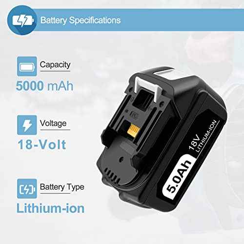 2 Pack BL1850B 18 Volt 5.0Ah Batteries Replacement for Makita 18v Battery