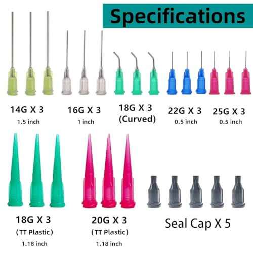 20 Pack Measuring Dispenser and 30ml+50ml Glue Bottle, 1ml, 3ml, 5ml, 10ml Glue Dispenser, 14ga, 16ga, 18ga, 20ga, 22ga, 25ga Dispensing Accessories and Caps, for Refilling and Measuring