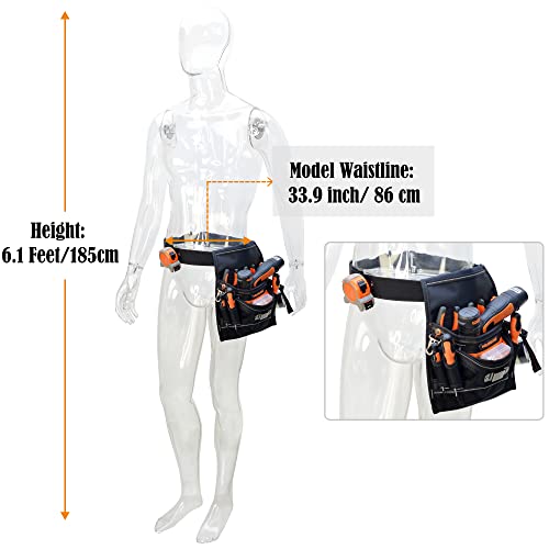 WELKINLAND 10-Pockets Electrician Tool Pouch with Belt Clip, Electricians Tool Pouches Bag, Tool Pouches, Electricians Tool Belt,Electrician Tool Belt