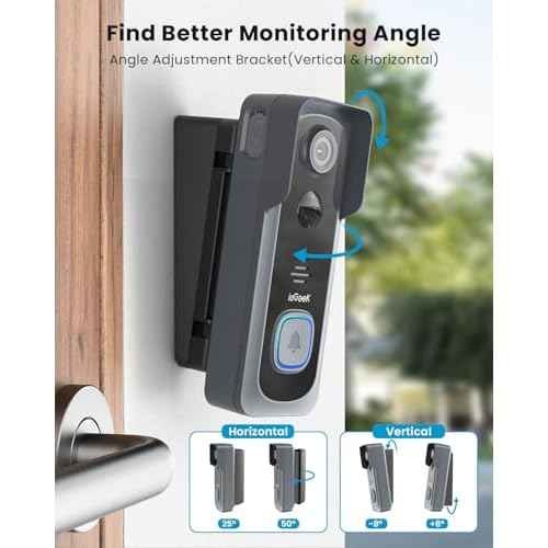 ieGeek 2K Wireless Doorbell Camera No Subscription with 145¡Æ Adjustable Angle Mount, Smart Video Doorbell with Chime, Motion Detection, 2-Way Talk Voice Changer, Works with Alexa, Only 2.4Ghz WiFi