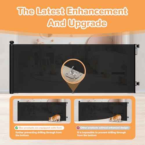 Retractable Baby Gates for Stairs, 55" Wide Mesh Baby Gate for Doorways, 34" Tall Dog Gate Suitable for Baseboards, Wide Child Gate for Hallways, Kitchen, Deck, Indoor & Outdoor, Black