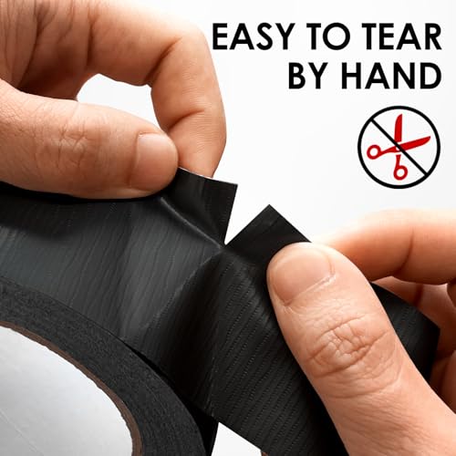 Black Duct Tape Heavy Duty - 2 Inch x 30 Yard, Strong Adhesive and No Residue, Waterproof Duct Tape Tearable for Indoor or Outdoor Seal and Patch Projects, Multi Purpose Repairs