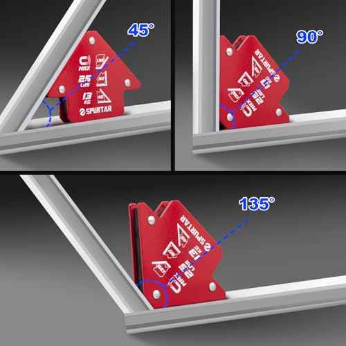 Spurtar Welding Magnets 6pcs, 75lbs 50lbs 25lbs Welding Magnets and Clamps, Heavy Duty Magnetic Holder Tools and Accessories 45¡Æ, 90¡Æ, 135¡Æ Angle