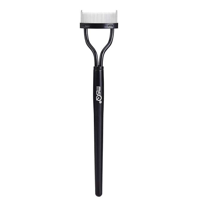 Eyelash Comb MSQ Eyelash Separator Tool Arc Designed Lash Brush Separator With Cover Lash Comb for Eye Makeup Brush Mascara Clump Remover Black (Includes a Mascara Wand)