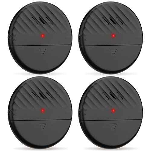 WSDCAM Ultra-Slim Glass Break Detector - 125dB Alarm, Vibration Sensor for Home Security - 4 Pack - Black