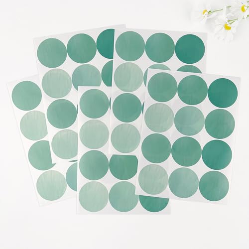 120 Pcs Self-Adhesive Minimalist Gradient Green Dots Wall Stickers - 10 Sheets Tri-Tone Green Dot Vinyl Wall Decals for Living Room, Yoga Studio, Office, Home Decor (Style E)