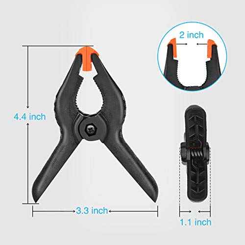 Yesker Backdrop Spring Clamps - 8 Pack, 4.4 inch Nylon Heavy Duty Clips for Background Stand, Photo Studio, Photography, Chromakey Screen, Wood Working