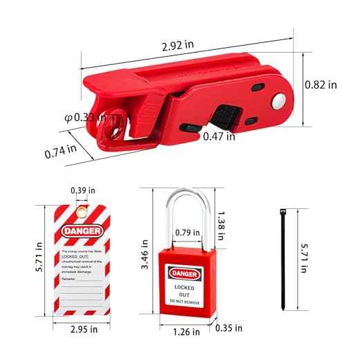 Circuit Breaker Lockout,Red Electrical Box Circuit Breaker Lockout,Tagout Breaker Box Lock for 110-240v Standard Single and Double Toggles,OSHA Compliant (2 Set with Lock)