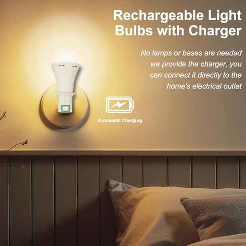 10 Pack Rechargeable Light Bulbs, Emergency Light Bulbs for Power Outage Hurricane Camping 3000K Warm Light Battery Operated Light Bulb 9W E26 1200mAh Battery Backup Soft Light Bulb for Lamps