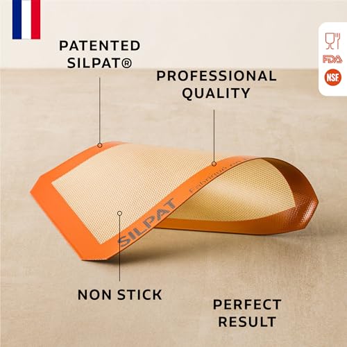 Silpat Premium Non-Stick Silicone Baking Mat, Petite Jelly Roll Size, 8-1/4 x 11-3/4, AE295205-01,Orange