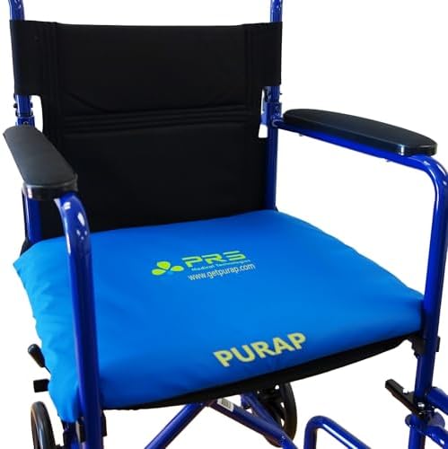 PURAP Wheelchair Cushion for Bedsore Prevention and Healing - Patented Liquid + Air + Foam Layers â 18 x 20 x 1.5 inches - Blue
