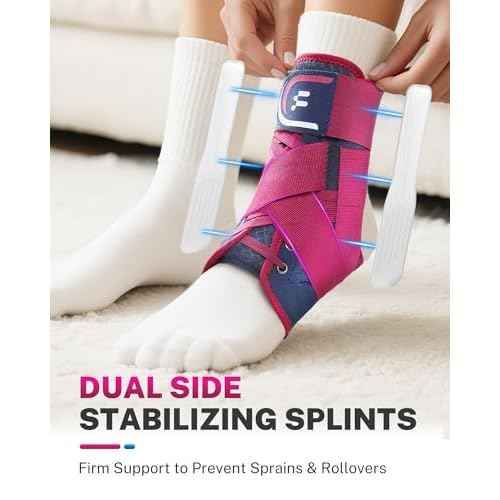 Ankle Brace for Women with Quick Lace Up, Adjustable Figure 8 Compression Support for Achilles Tendonitis, Ankle Sprain & Swelling Relief for Volleyball, Running & Daily Wear, M