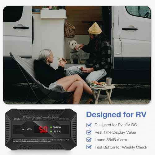 Dual CO/LP Alarm with Bracket - RV Carbon Monoxide and Propane Detector for Travel Trailer and Camper, Separated LED Indicator for Propane and CO, 85dB Loud Alarm - 12V DC RV Propane Gas Detector
