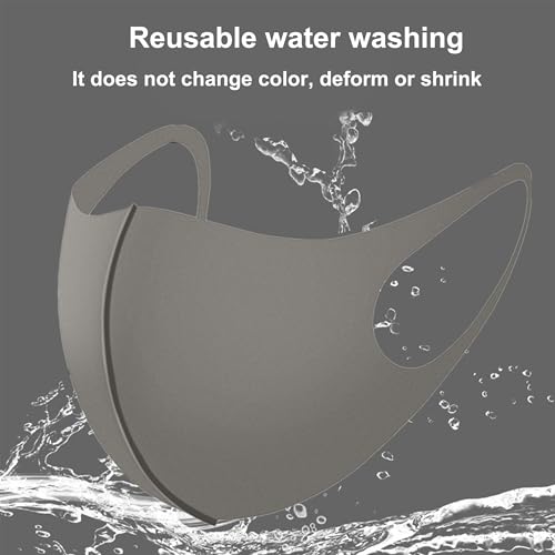 Medi-sky 3D Washable Masks for Adults, Dustproof Elastic Cloth Ear Straps Breathable Face Mask 6 Pack Grey