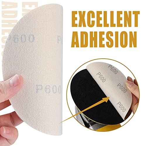 6 Inch - No Hole Hook and Loop Sanding Discs 600 Grit, Random Orbital Sandpaper for Automotive and Woodworking - 100 Pack