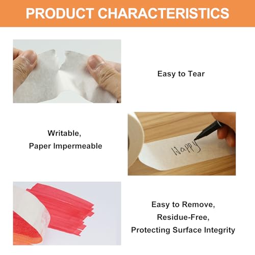 Masking Tape 1 inch 55 Yards 6 Pack Versatile Adhesive Painting Tape for General Purpose Use, Easy-Remove, Ideal for Labeling Painting,DIY, Art,Home,Office, School Total 330 Yards