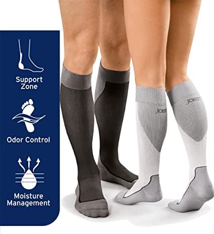 JOBST 7528911 Sport Knee High 15-20 mmHg Compression Socks, Black/Grey, Medium