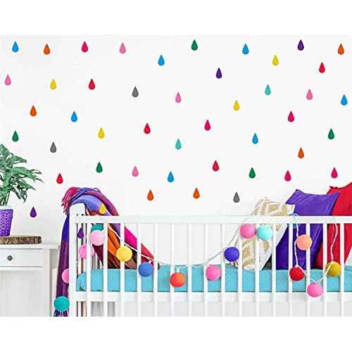 210pcs Multicolor Raindrops Wall Stickers for Kids Room,Peel and Stick Waterproof Vinyl Home Decor Murals Decals JD002 (Raindrops)