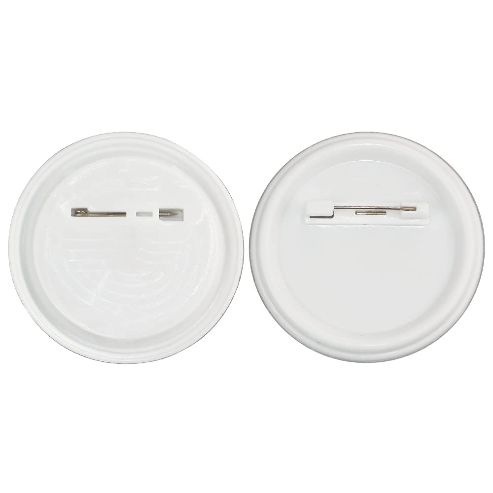 Happizza 200 Sets 58mm(2.25 in) Blank Pin Back Buttons Parts for Button Maker Machine 58mm, Round Badge Making Supplies, Includes Metal Cover, Plastic Button Back Cover, Clear Film&Blank Paper