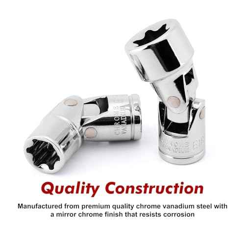 CASOMAN 13PCS 1/4" & 3/8" Drive Universal External Star Socket Set, E4 to E24, CR-V, Swivel Head, 360 Degree Access, with Sturdy Molded Case
