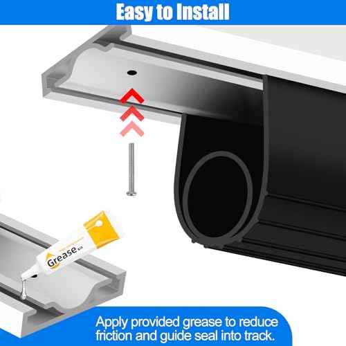 ToLanbbt Garage Door Bottom Rubber Seals, 20 FT Pre-drilled Aluminum Track Retainer Kit, Garage Door Weather Stripping Kit Universal U+O Ring Weatherproof Rubber Bottom Strip (1.57" Width, Black)