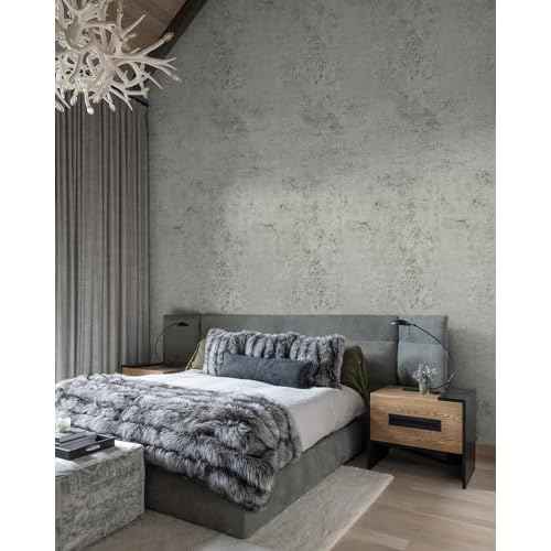 Guvana Grey Concrete Wallpaper Peel and Stick Gray Cement Wallpaper Faux Textured Limewash Contact Paper Modern Self Adhesive Removable Wall Paper for Bedroom/Bathroom Accent Wall Decor 15.7"x78.7"