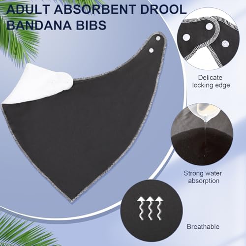 16 Pcs Adult Drool Bib for Men Women Special Needs, Soft Absorbent Large Elderly Snap Bandana Bibs Set for Clothing Protector (Multicolor)