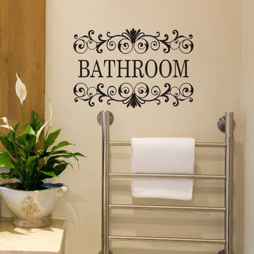 2 Packs Black Vine Bathroom Wall Decals Sticker Bathroom Wall Stickers for Bathrooms Decor Vinyl Wall Decor 10.6x7 Inch