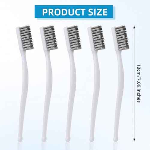 5pcs Wire Brushes Set for Cleaning, 7.09in Long Stainless Steel Wire Brushes Reinforced Bristle Mini Handle Brush Tools for Kitchen Industrial Welding Slag Walnut Carving Gaps Rust Removal