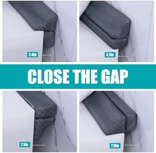 HOMBYS Bed Wedge Pillow for Headboard,Foldable Bed Mattress Gap Filler King Size,Pillow Wedge for Headboard Gap, High Density Foam Bed Crack Pillow,Multifunctional Bed Spacer Filler from Wall,Grey