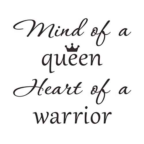 Wall Stickers for Bedroom, Wall Art Decal Mind of A Queen Heart of A Warrior Motivational Feminism Quote Stickers Removable DIY Vinyl Murals Decor for Woman Home Office Bedroom Living Room Decor