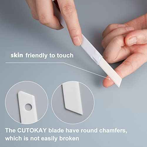 Ceramic Box Cutter Utility Knife Ceramic Blades Finger Safe Paper Knives Retractable Craft Cutter Friendly Cutters for Foam Cardboard Cutting Auto-Lock clip [5-Pack]