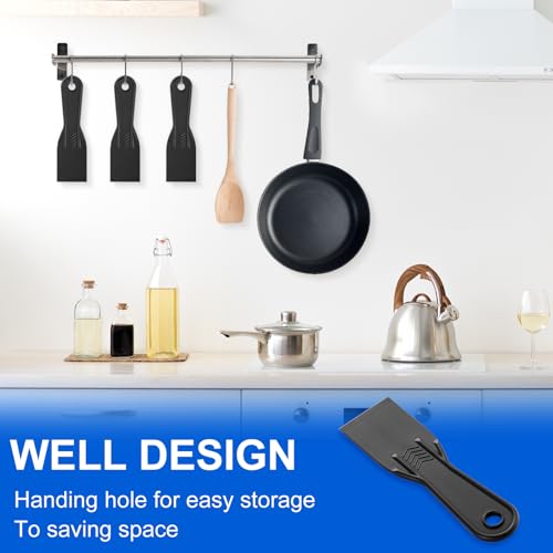 6 PCS Plastic Putty Knife, 2 Inch Black Flexible Putty Knife Scraper for Taping Drywall Spreading Repairing Walls Scratching