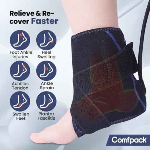Compression Ankle Ice Pack Wrap for Sprain & Fracture, Ankle Support Brace with 2 Cold Packs, Reusable Gel Cold Hot Therapy for Injuries, Plantar Fasciitis, Achilles Tendonitis, Surgery