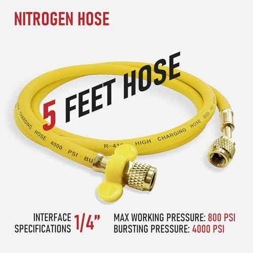 RX WELD Nitrogen Regulator with 0-1000 PSI CGA580 Inlet, Delivery Pressure Equipment Brass Inlet Outlet Connection Gauges with Refrigeration Hose