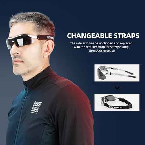 ROCKBROS Pickleball Glasses for Men & Women ? ANSI Z87.1 Certified Safety Glasses, UV400 Protection & Interchangeable Strap