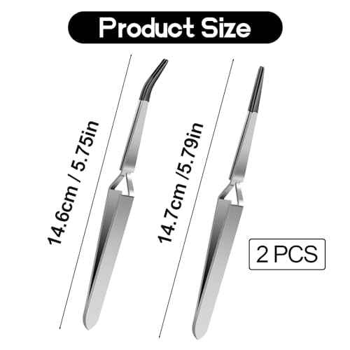 2 Pieces Rubber Tipped Tweezers Set Reverse Stainless Steel Cross Locking Tweezers PVC Tips Bent and Straight Flat Tip Tweezers Stamp for Coins Jewelry Hobby Crafts Industrial Electronic
