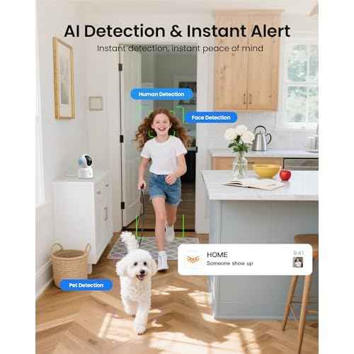 4K 8MP Indoor Security Camera with 64GB Memory Card, 5GHz/2.4GHz WiFi Camera, 360¡Æ Pan/Tilt IP Camera, Auto Tracking, AI Human/Face/Pet Detection, Night Vision, 2-Way Audio, One-Touch Call