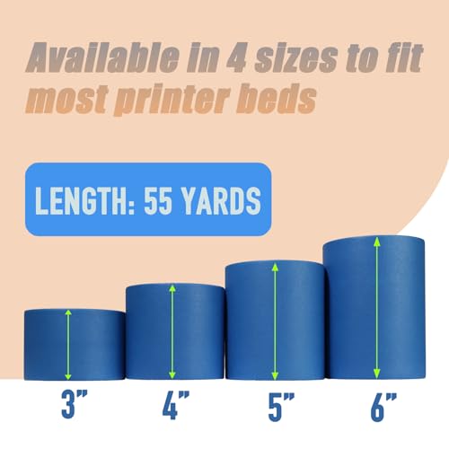 Wide Blue Painters Tape, 3in x 55Y, Blue Masking Tape for Painting, Laser Cutting/Engraving & 3D Printing, 21-Day Clean Removal